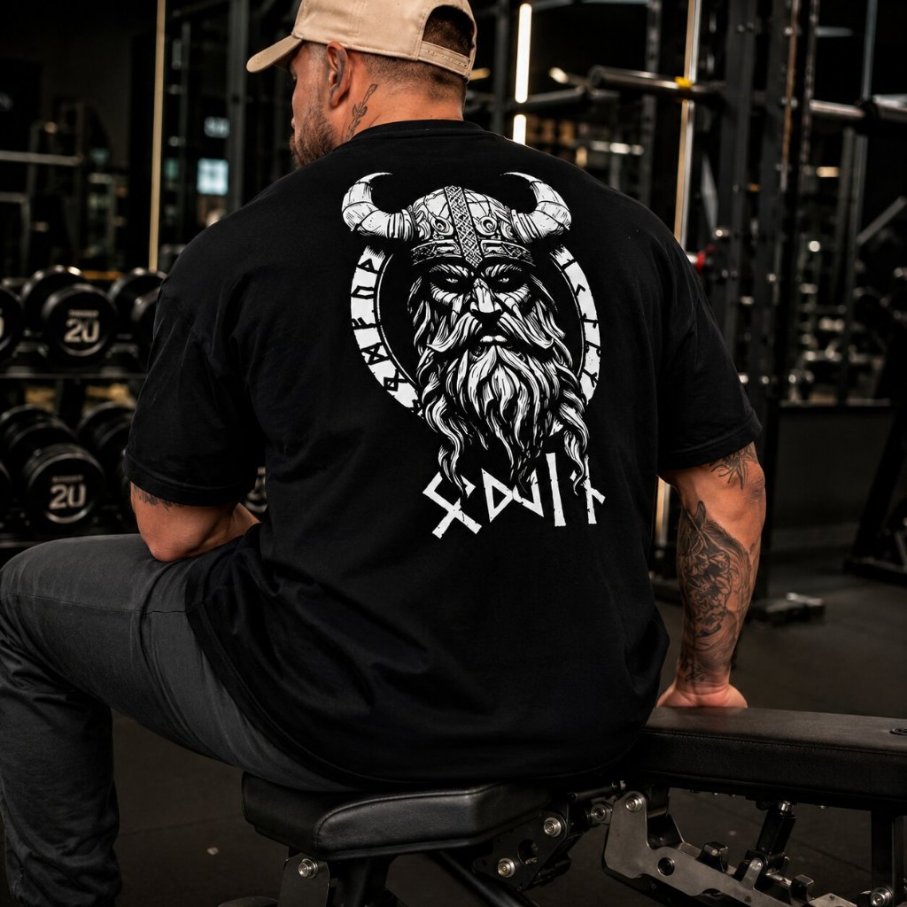 Camiseta Plus Size Masculina Oversized Academia Odin Viking Masculina Algodão Premium Nórdica