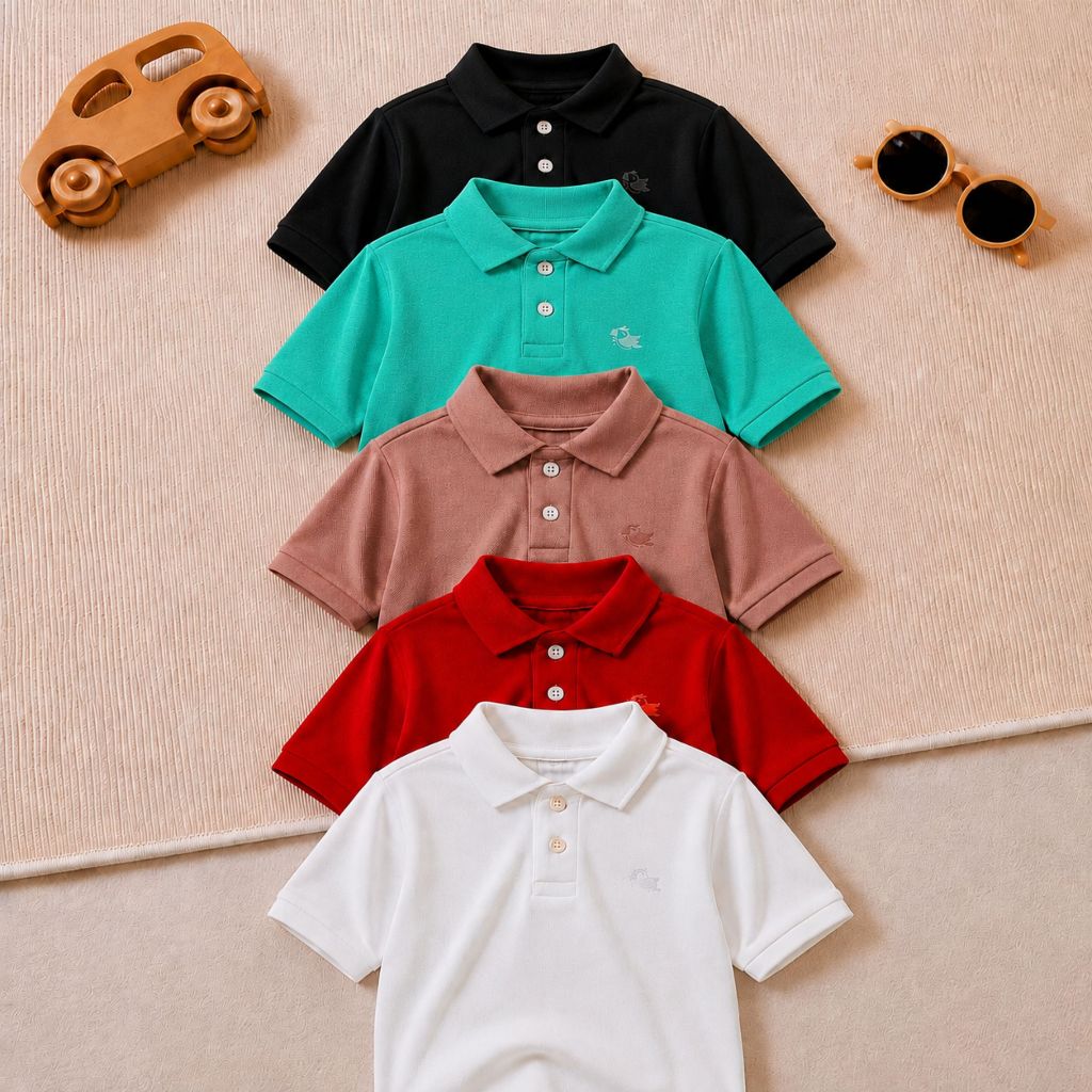 KIT 5 Camisa Básica Polo Infantil Manga Curta