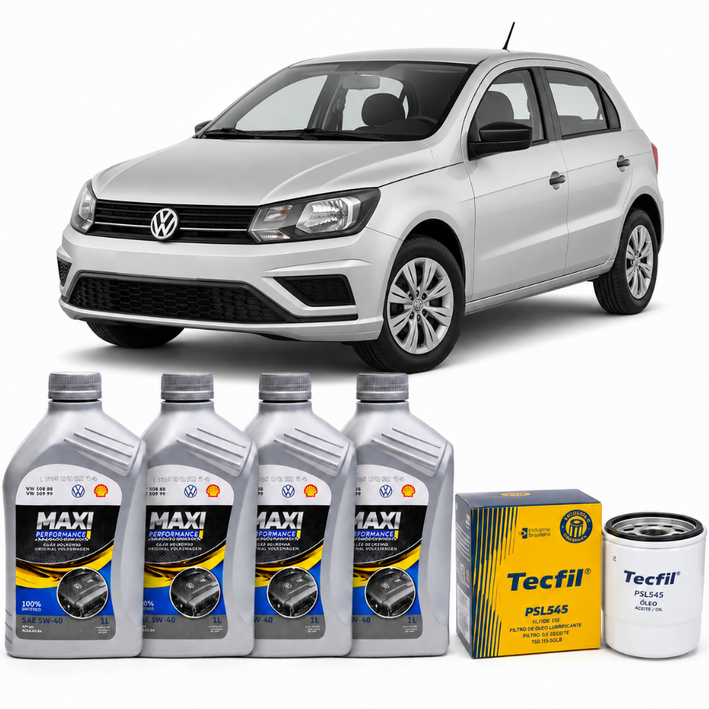 Kit Troca de Óleo Gol G7 1.0 2016 em Diante 4L 5W40 Volkswagen Original Sintético