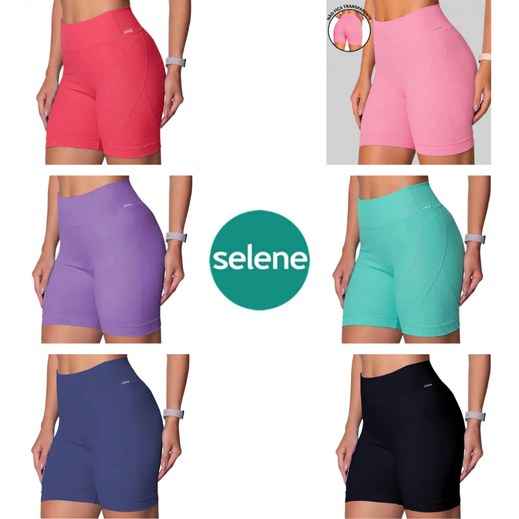 Short Selene Sem Costura Bermuda Fitness Academia Corrida