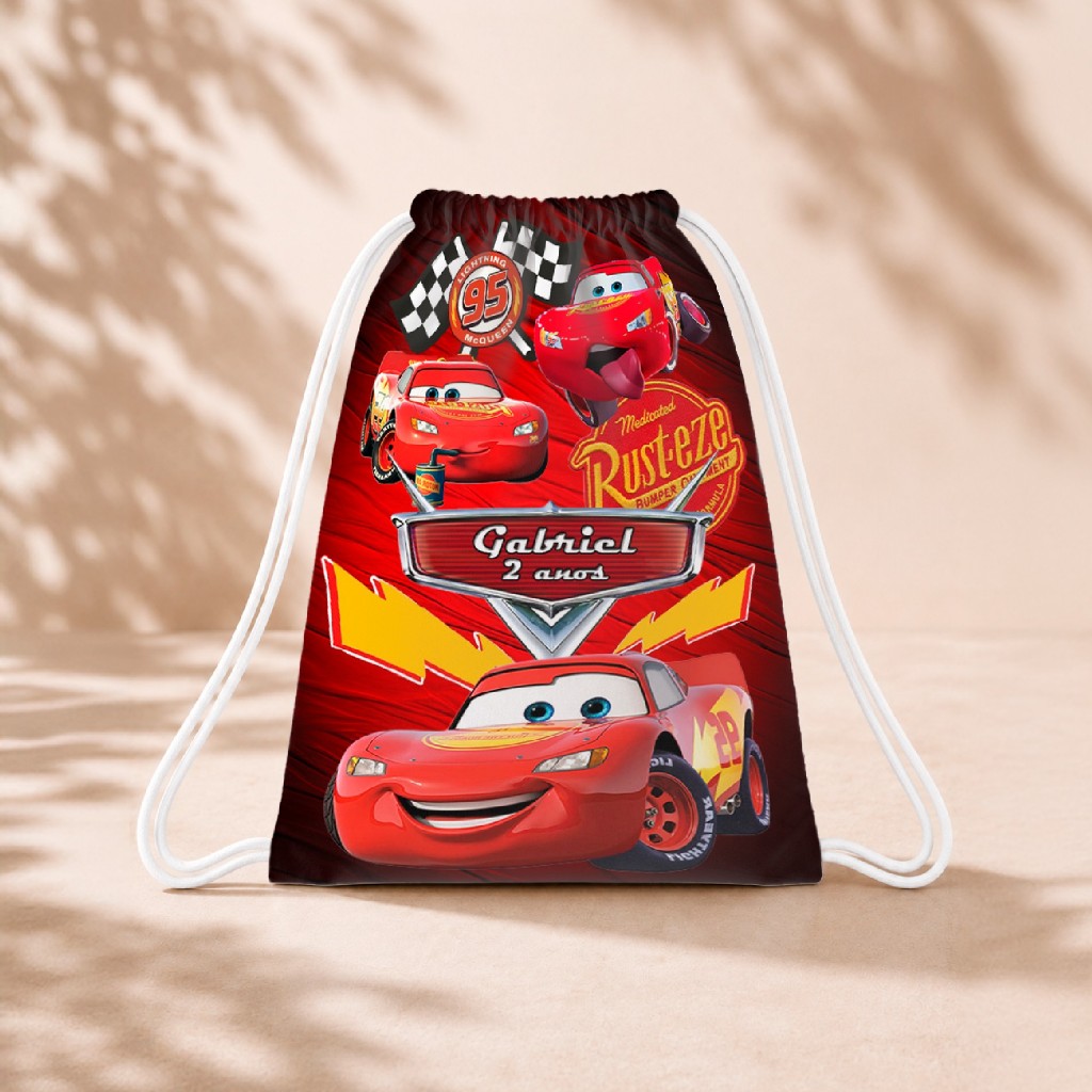 10 Mochila Personalizada Infantil 18x26 Sacolinhas Surpresa Festa Aniversário Lembrancinha Carros M4