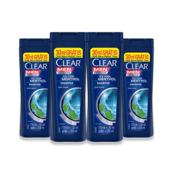 Kit 4un Shampoo Clear Men Anticaspa Ice Cool Menthol Com 200ml