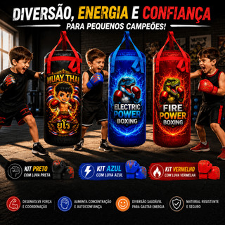 Saco de Pancadas Infantil Personalizado com Luva de Boxe Cheio Pronto Para Uso Com Mosquetão