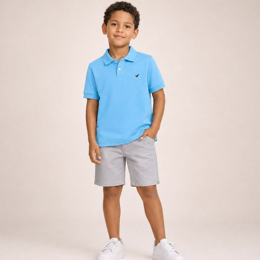 Camisa Gola Polo Infantil e Juvenil Premium Manga Curta Bebê Menino Algodão de alta Qualidade