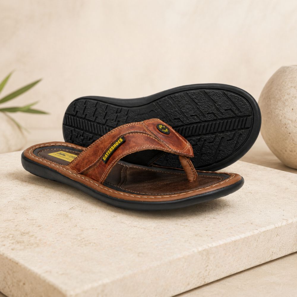 Chinelo Masculino Cater em Couro Legítimo Sola Macia Antiderrapante Confortável Casual 37 ao 44