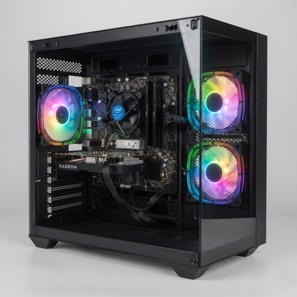 PC GAMER Completo i73770 16GB SSD 500GB Radeon RX550 4GB Gabinete Aquario 3 Fans