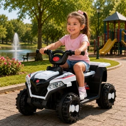Carrinho de Passeio Eletrico Infantil Zippy Toys 6V Quadriciclo Com Luzes e Musicas Menina e Menino
