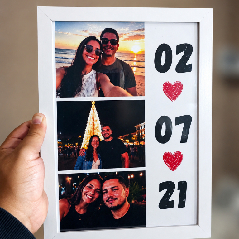 Quadro Personalizado Dia dos Namorados Casal Código Spotify Moldura A4