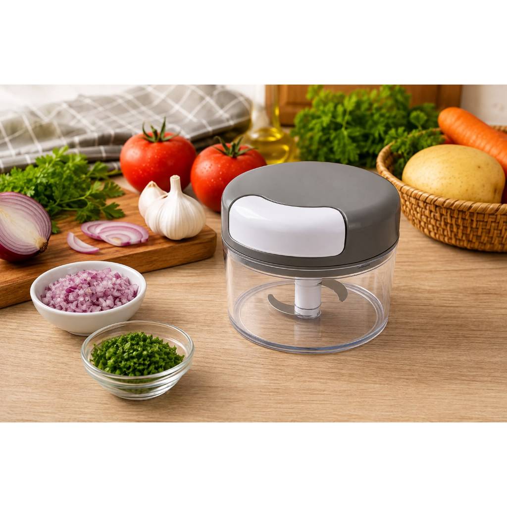 Mini Processador Manual de Alimentos Triturador de Alho Legumes  200ml - 2 Lâminas