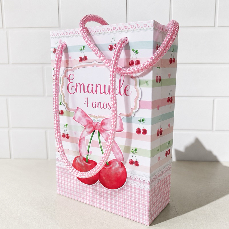 Sacolinha Personalizada Cerejinha Lembrancinha Personalizada Kit Festa