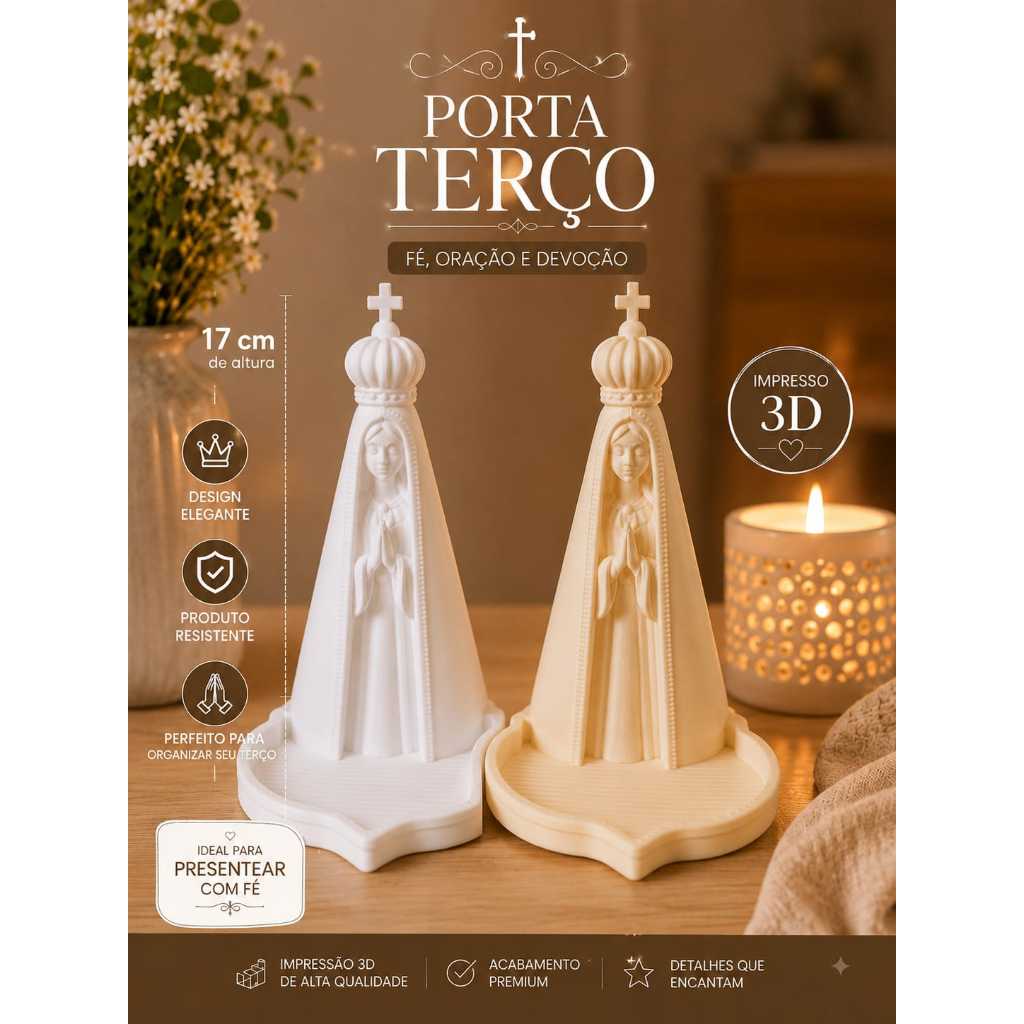 Porta Terço, Nossa Senhora Aparecida, Artigos Religiosos, Catolico, Decoraçoes Religiosa, Artigos Religiosos, Impressao.