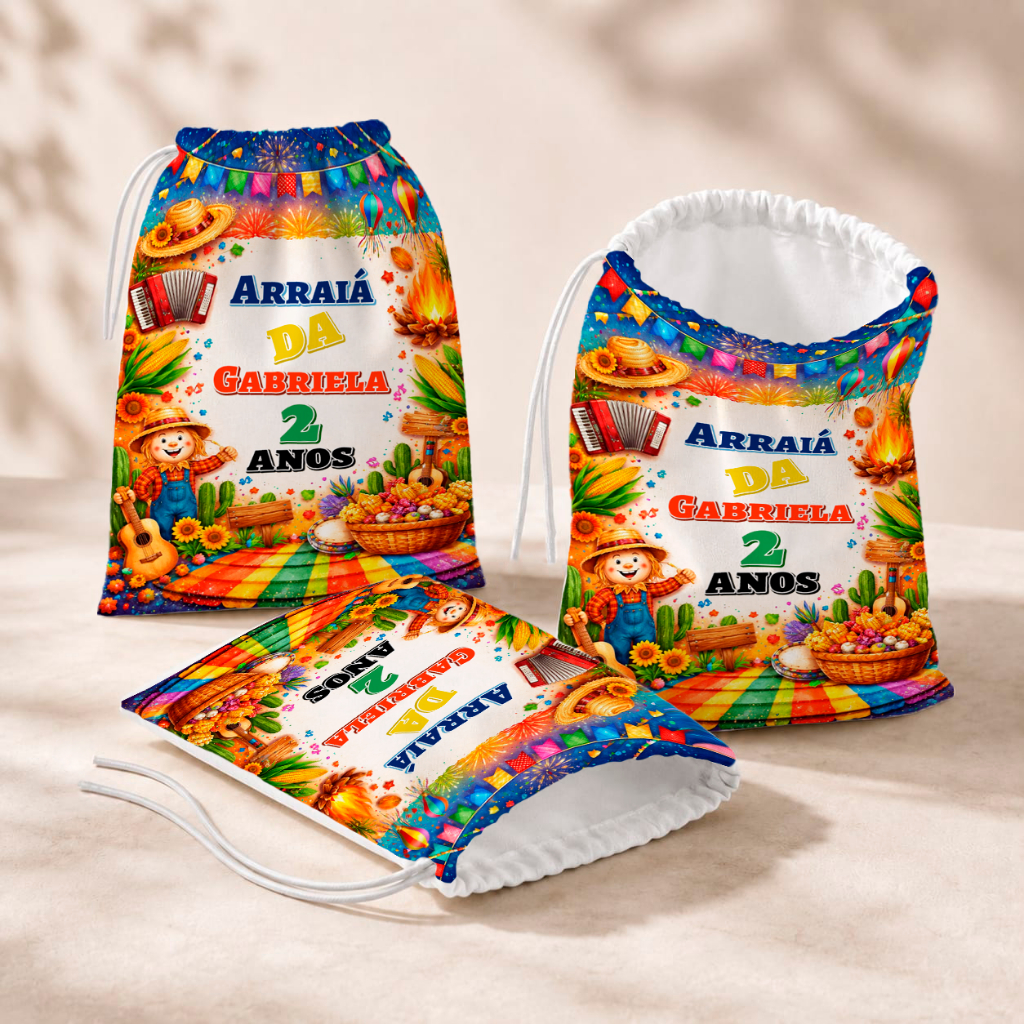 20 Sacolinhas Personalizada Festa Infantil 18x26 Aniversário Lembrancinha Festa Junina Arraiá M2