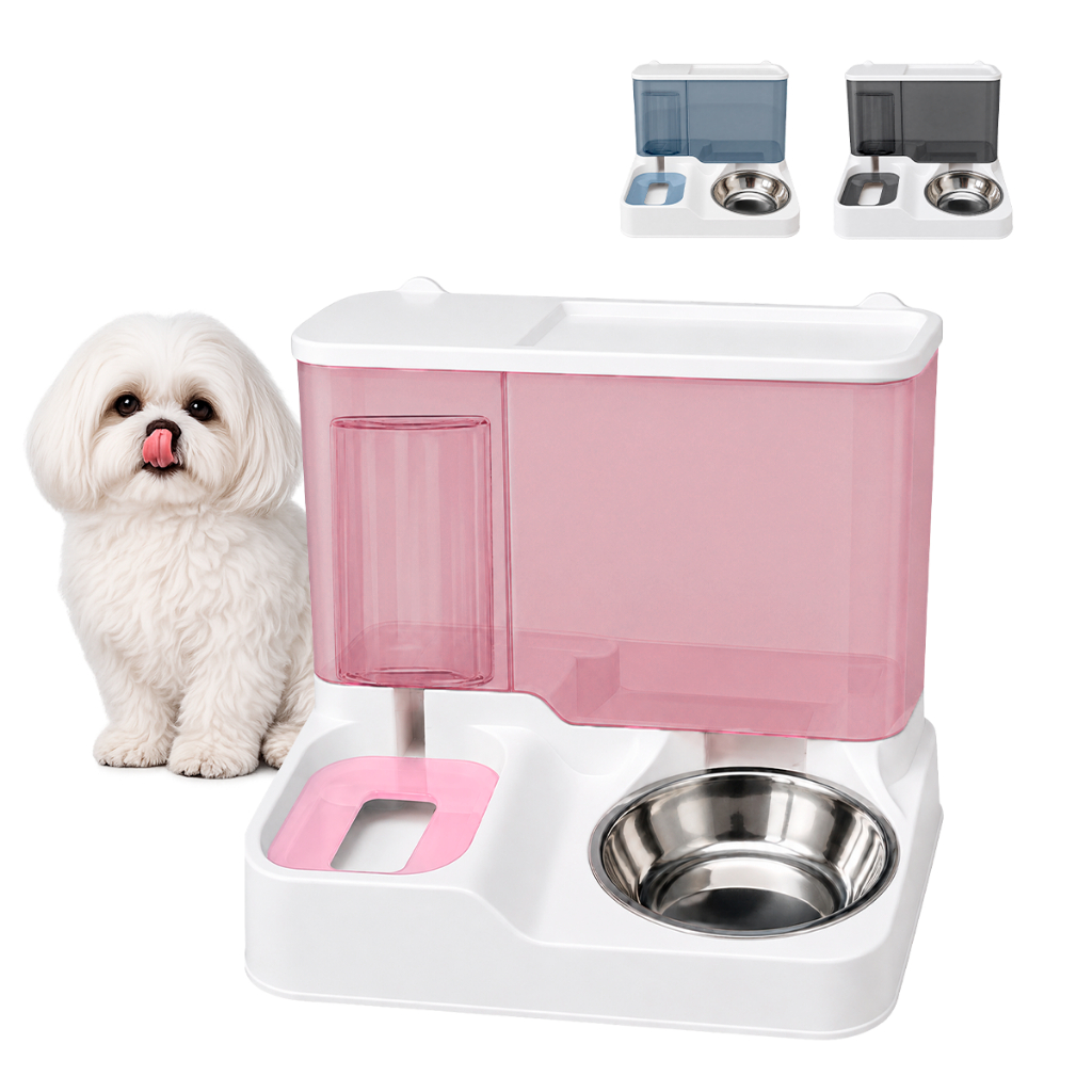 Bebedouro Comedouro Gravidade Pets Gatos Cachorros  Automático Inox Agua Ração Alimentador