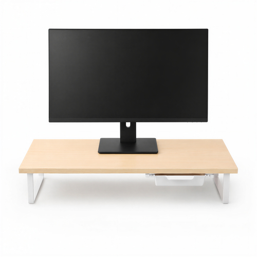 Gshield Suporte de Mesa Resistente Stand Desk Armor com Gaveta Integrada para Monitor até 32" Suporta 25kg, Madeira