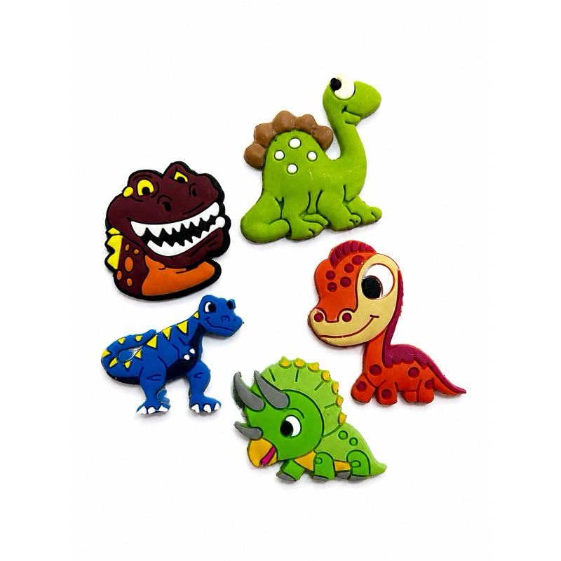 Kit 5 Pins Dinossauro para Babuche | Apliques Coloridos Infantil | Encaixe Perfeito