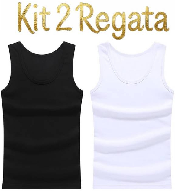Kit2 Regata Masculina Canelada Premium Básica Lisa Algodão Casual Academia Fitness Verão Confortável