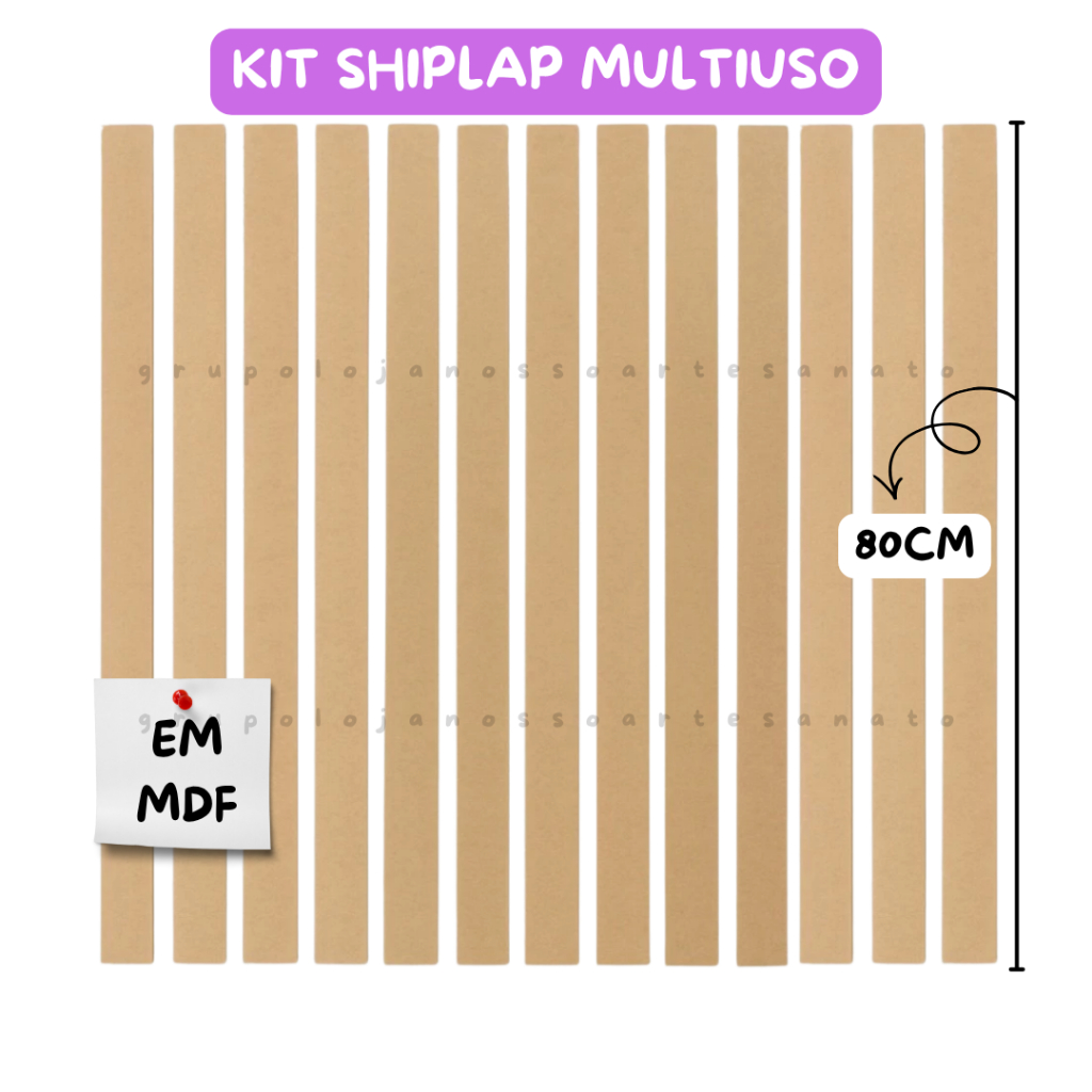 Kit MDF Cru 80x5cm Shiplap Ripas Painel Ripado Parede Móveis Decoração Multiuso