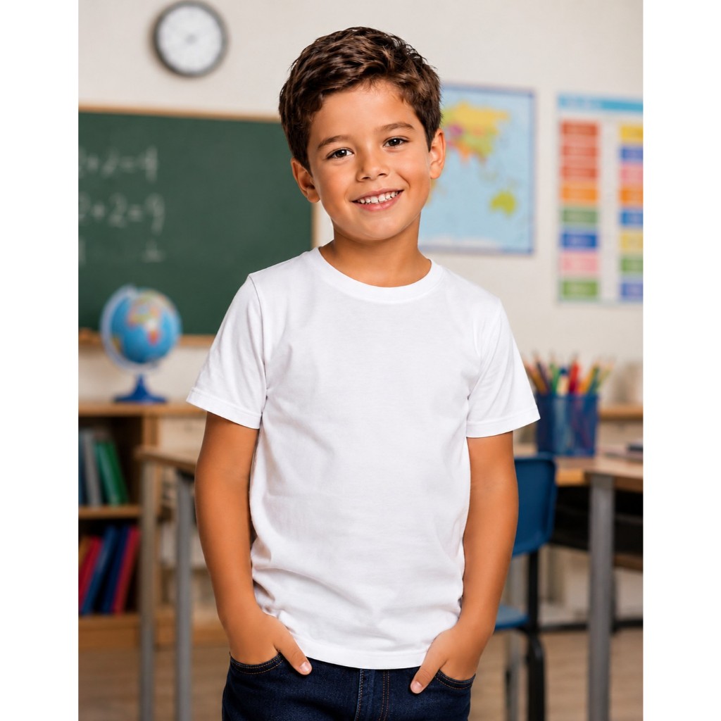 Camiseta Infantil Juvenil Lisa 100% Algodão Unissex 2 Ao 16 escolar