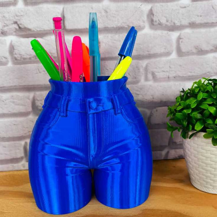 Porta Canetas Jeans ​Porta Caneta Shorts Jeans Divertido ​Organizador de Mesa Criativo 3D ​Porta Lápis Moderno