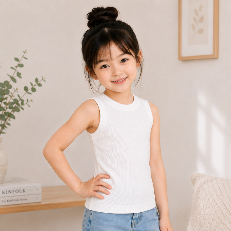 Kit 3 Regatas Infantil Feminina Canelada Ribana Básica Menina Confortável Verão Tamanhos 4 ao 12