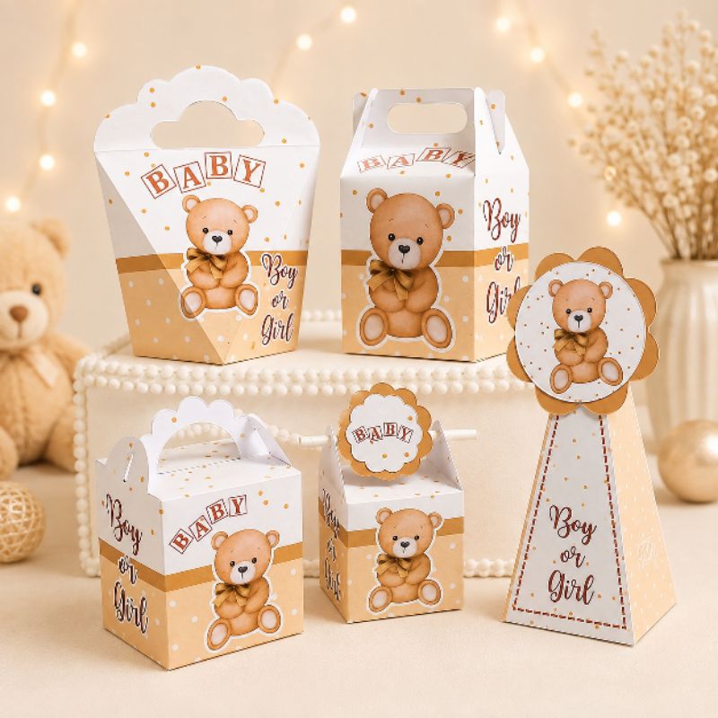 15 lembrancinhas Chá Revelação Ursinho Boy or Girl Lembrancinhas Personalizadas Caixinhas para Doces Festa Bebê