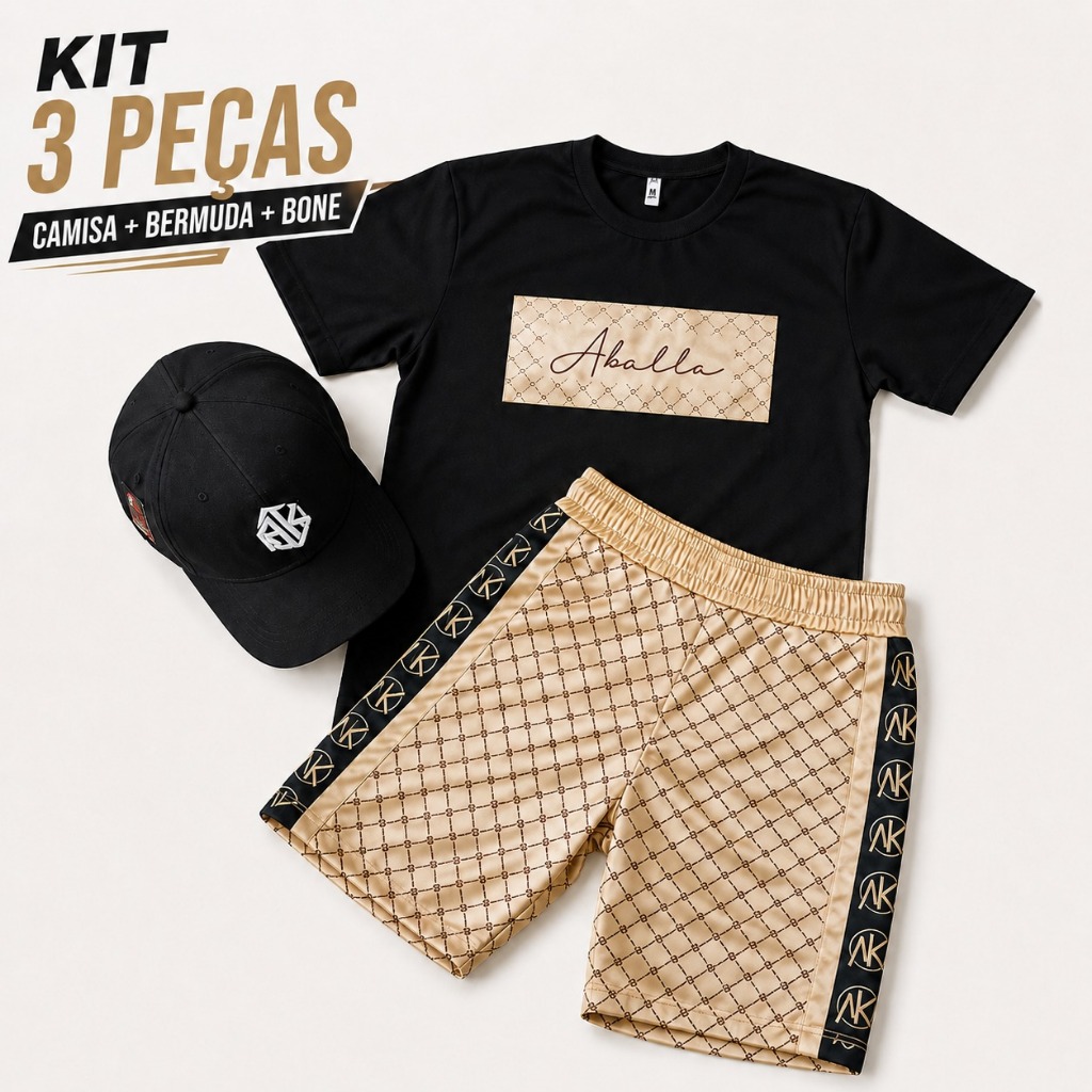 Conjunto Masculino 3 Peças Kit Roupa Infantil Com Boné Lançamento