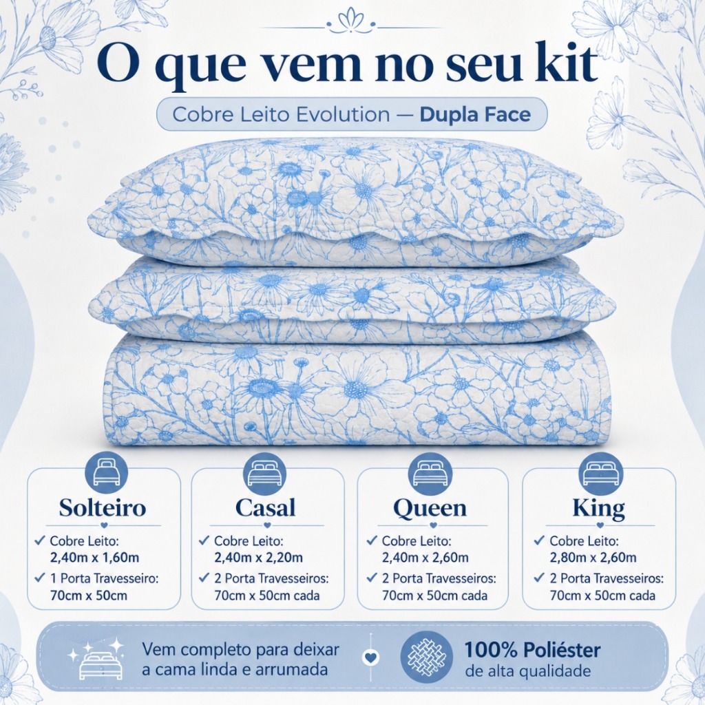Colcha Solteiro Casal Queen King Kit Cobre Leito 03 Pçs Estampado Cama Box Posta Tecido Macio Antialérgico — imagem 2 de 2