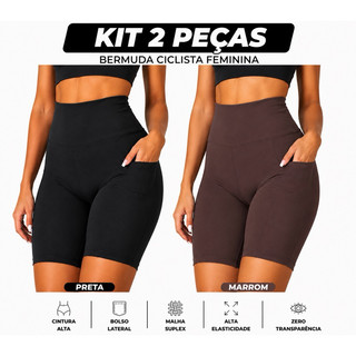 🔥 Oferta🔥 BERMUDA CICLISTA FEMININA FITNESS COM BOLSO