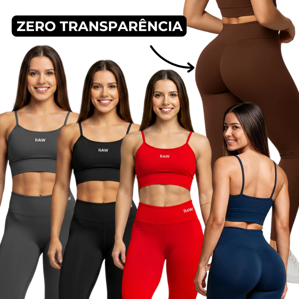 Conjunto Academia Top e Calça Legging Fitness Zero Transparência