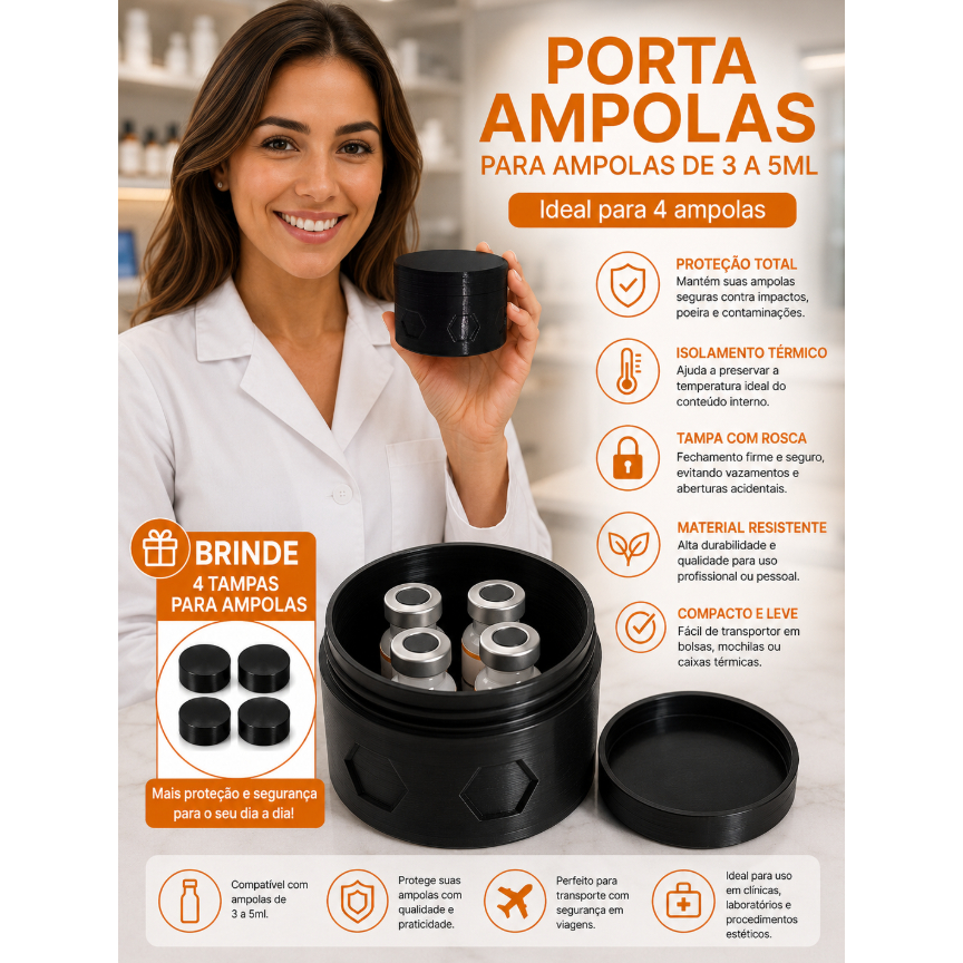 Porta Ampola Case Organizadora de Frascos Peptíde 5ml Porta Ampola Vacina — imagem 2 de 2
