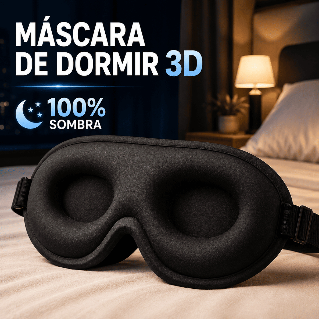 Máscara De Dormir 3D Tapa Olho Blackout Espuma Memória Anatômica Ajustável Confortável Sono Viagem
