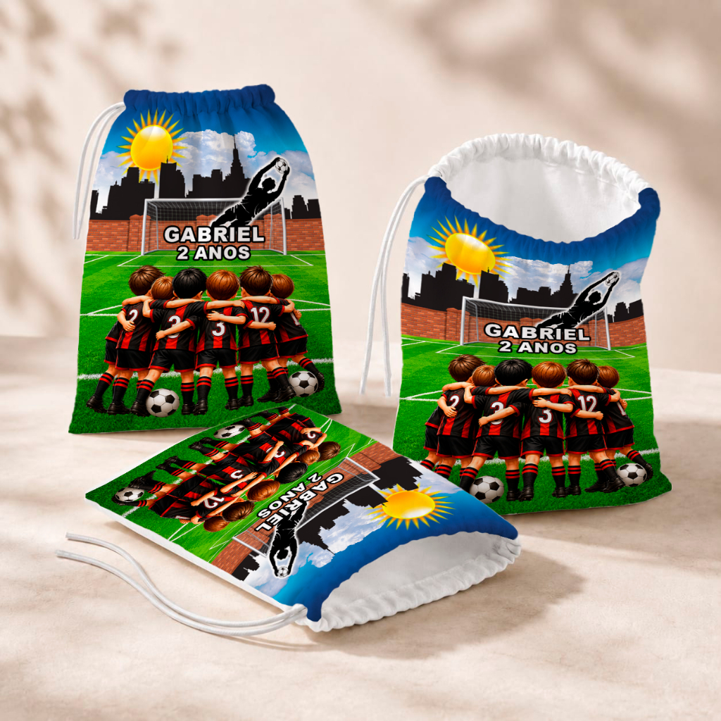 20 Sacolinhas Personalizada Festa Infantil 18x26 Aniversário Lembrancinha Futebol M4