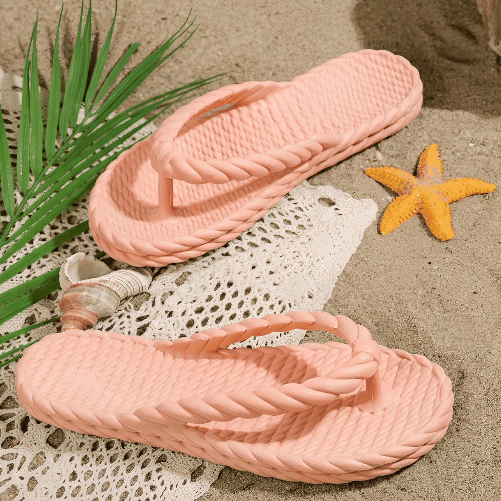 Chinelo de Dedo Feminino Trançado Corda Confortável Macio Antiderrapante Verão