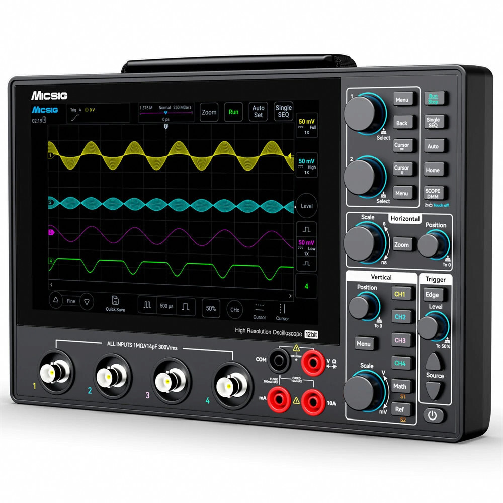 Osciloscópio Digital Tablet Portátil Micsig MHO14-200 12bit 200MHz 4 canais com 