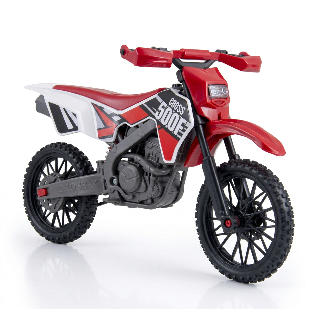 Moto Cross Brinquedo Realista Grande De 38cm Com Amortecedor e Descanso Retrátil