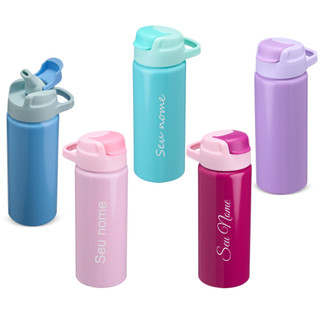Garrafa Squeeze Alumínio 600ml Personalizada | Com Nome | Academia, Escola e Presente