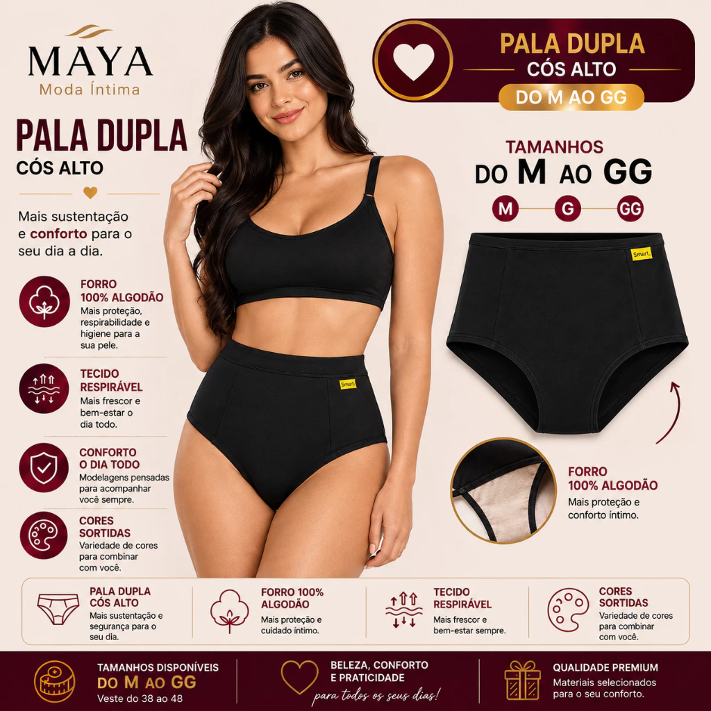 Kit 10 Calcinha Gestante Pala Dupla Cintura Alta e Cós Alto Segura Barriga Microfibra Premium