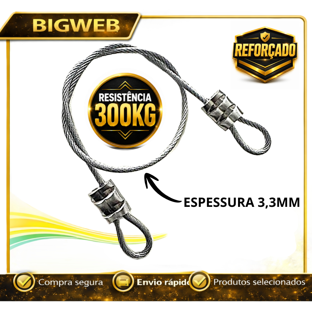 2 Lacre de Segurança Reforçado de Cabo de Aço revestido Suporta 300kg Escolha o Tamanho Mala Viagem Armários