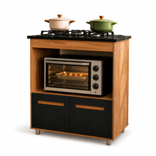 Balcão Cooktop Para Cozinha 4 e 5 Bocas com 2 Portas Compacto - Armário Resistente Balcão Elisa - TrialMoveis