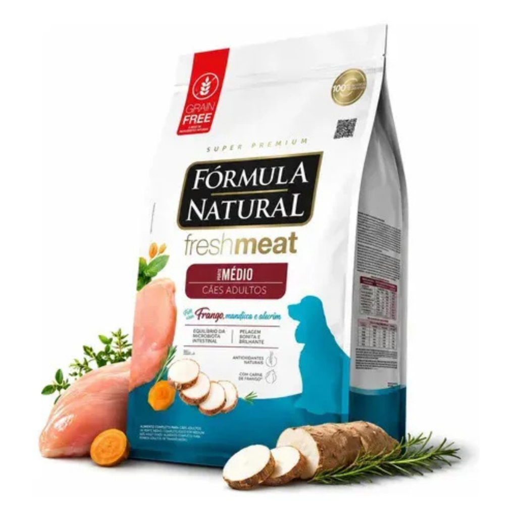 Ração Fórmula Natural Fresh Meat Cão Adulto Raças Média 12kg