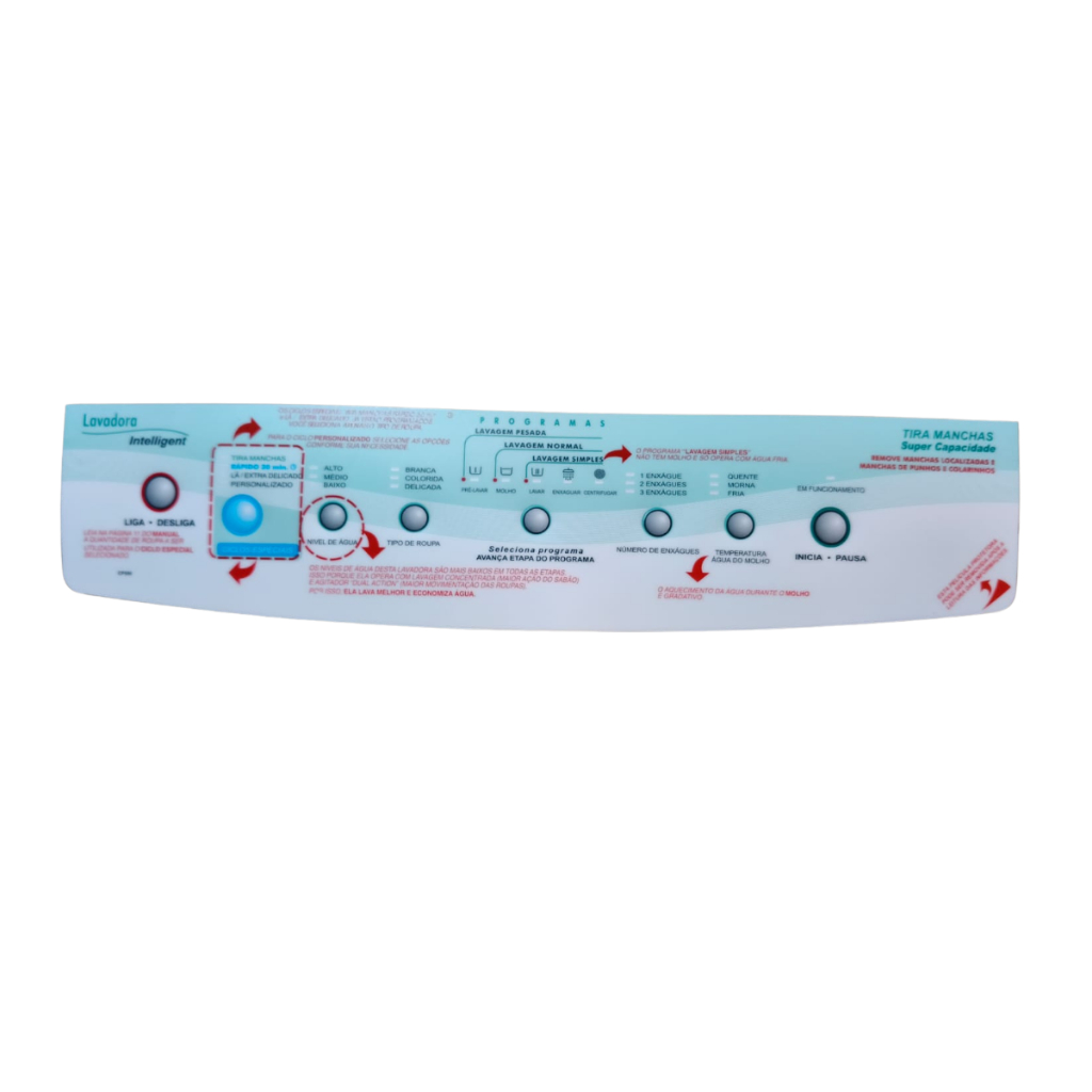 Painel Decorativo Adesivo Compatível Lavadora Brastemp de Roupas Bwt24/Bwq24b 326013049