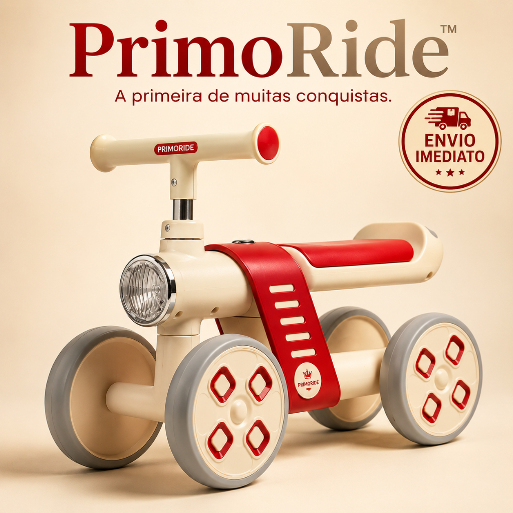 🔥 Mini Bike Infantil de Equilíbrio 4 Rodas Vermelha Primeiros Passos Diversão Evolução Desenvolvimento