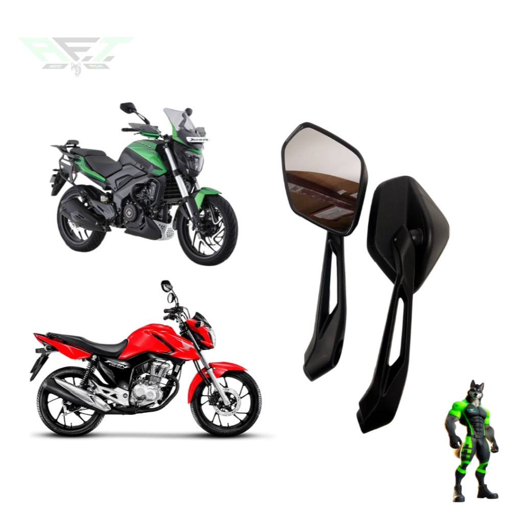 PAR DE Retrovisor Bajaj Dominar 400 COMPATIVEL com motos Honda Yamaha - Par