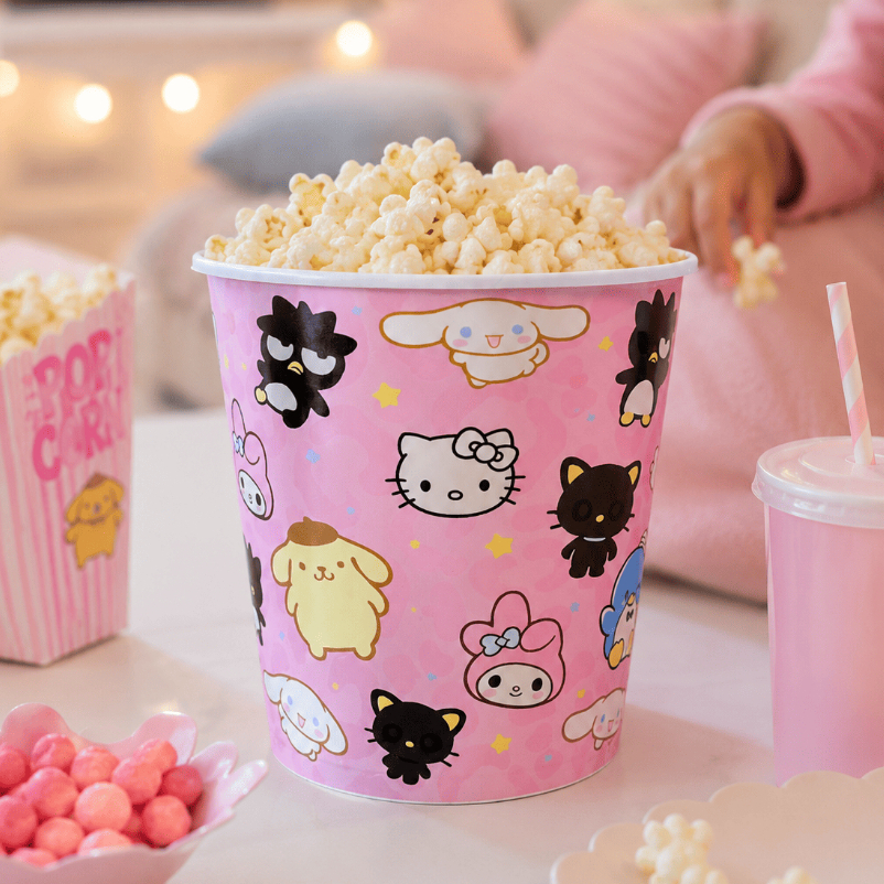 Kit 2 Baldes de Pipoca Kawaii Hello Kitty 3 Litros + Copo Hello Kitty 550ml Resistente Durável Envio Imediato Direto