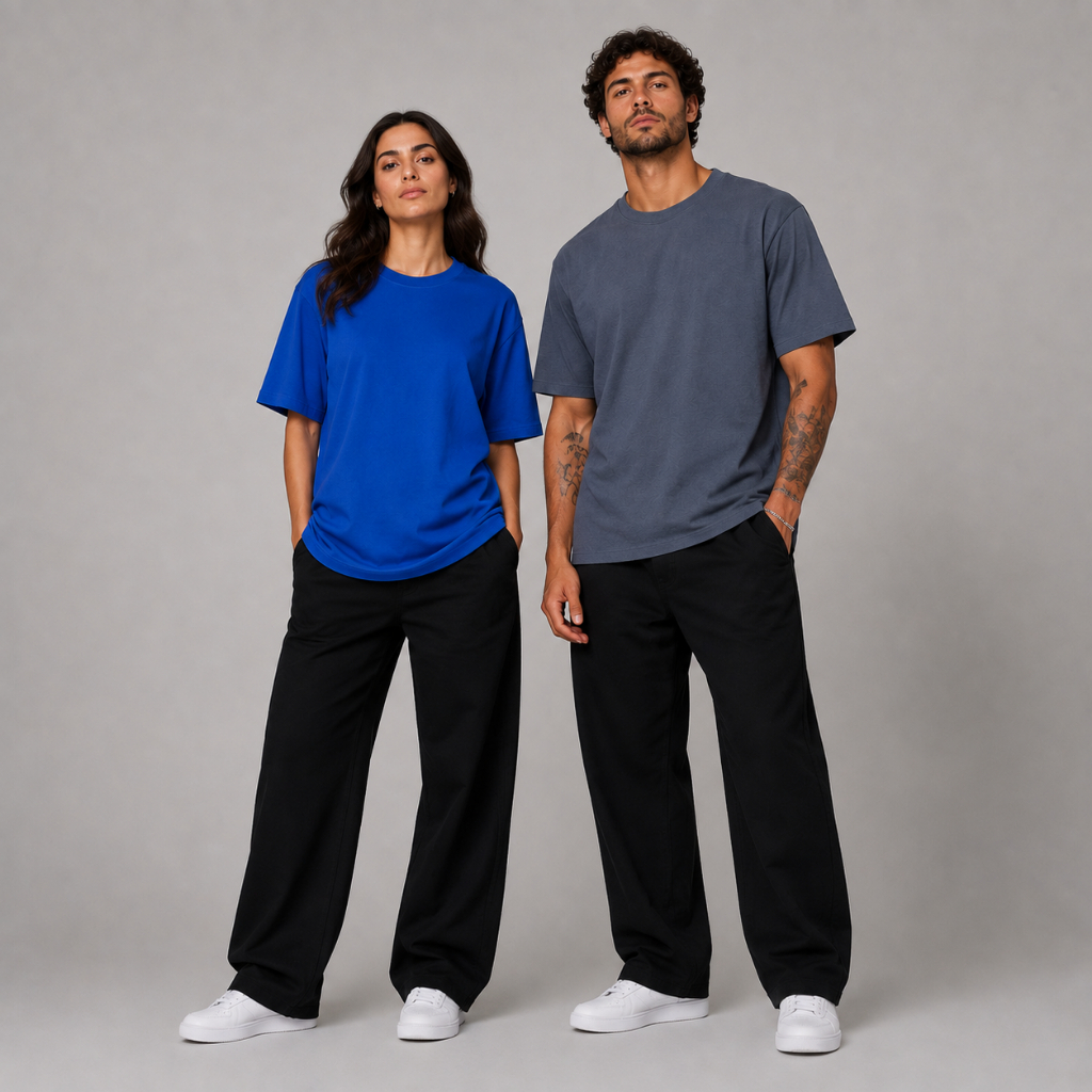 Kit 2 Camisetas Oversized Streetwear 100% Algodão Fio 30.1 Azul Royal – BRUNX
