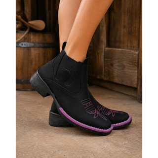 Botina Bota Feminina Texana Country Couro Sintético Quadrado Adulto  Original Agro