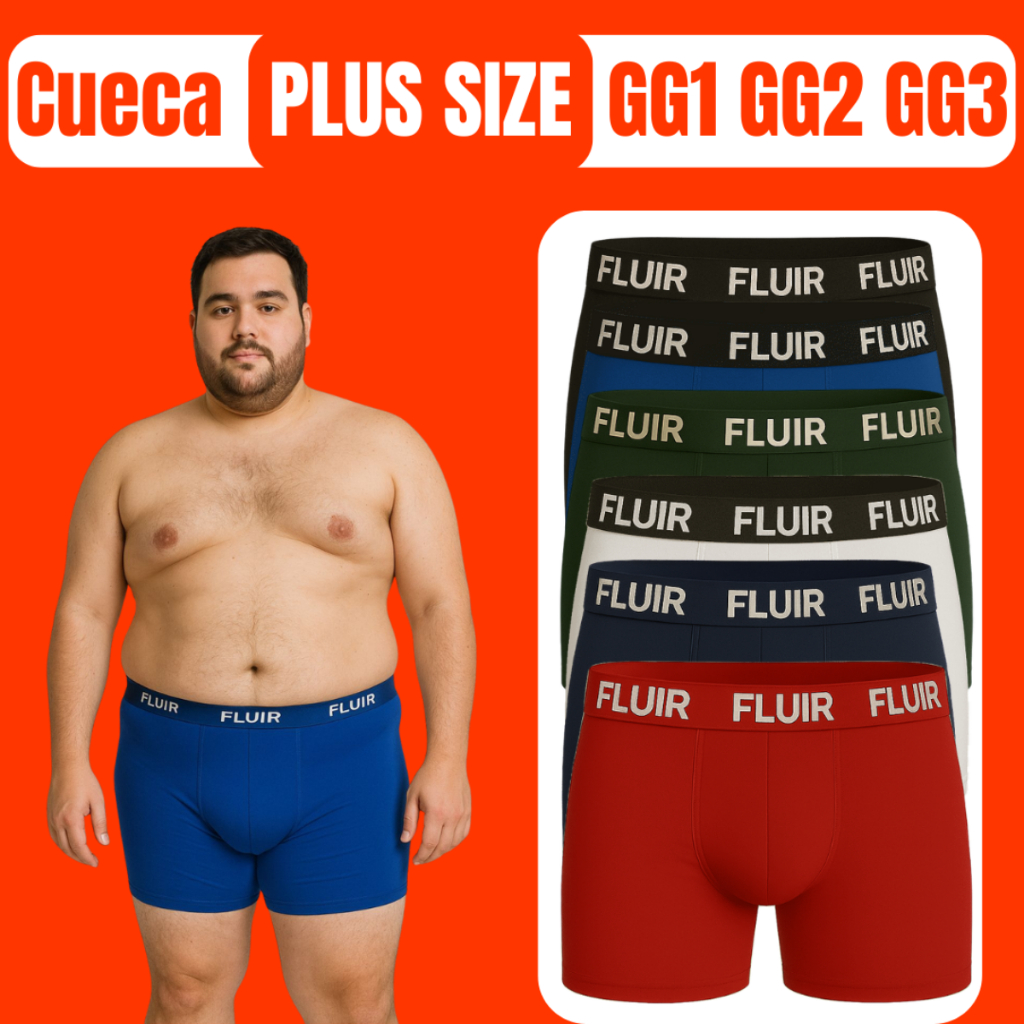 Kit 5 ou 3 Cuecas Plus Size Microfibra