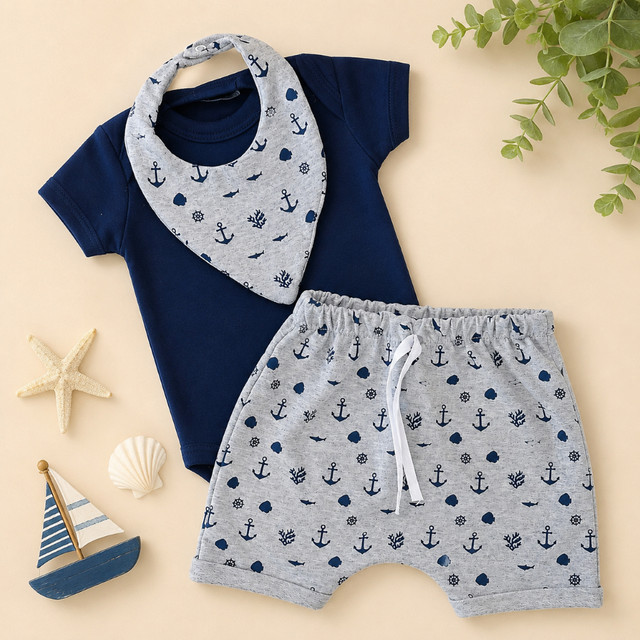 Conjunto Roupa Moda Bebê Menino Roupinha Body e Bermuda Modinha infantil Luxo Conjuntinho Masculino