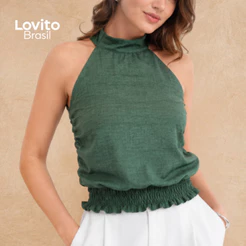 Lovito Blusa Casual Feminina Frente Única BLB21062136