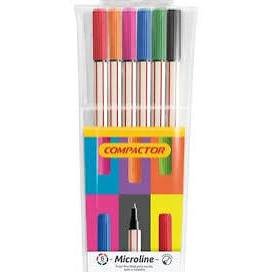 CANETA MICROLINE PONTA POROSA – CARTEIRA COM 6 CORES – COMPACTOR · foto 2